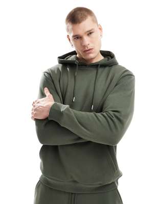 DTT overhead hoodie & sweatpants tracksuit set in olive-Green