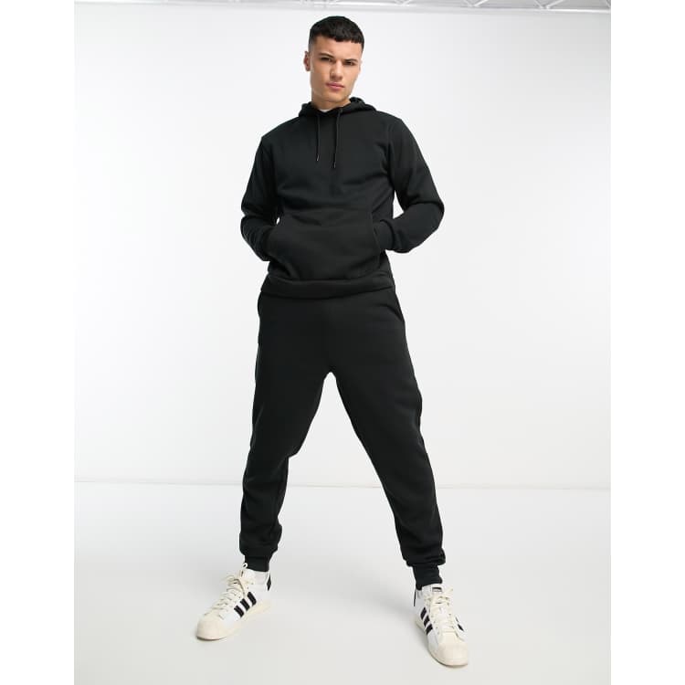 DTT overhead hoodie u0026 trackies tracksuit set in black | ASOS