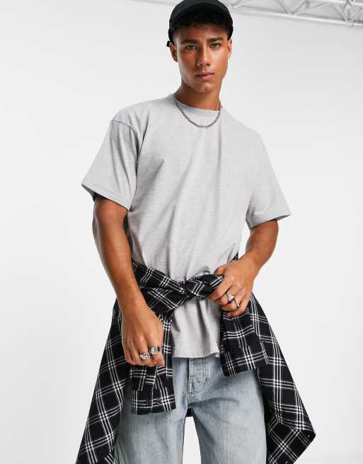 DTT – Oversize-T-Shirt in Hellgrau meliert 
