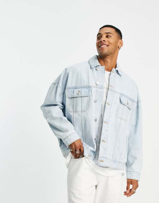 DTT oversized denim jacket in bleach wash blue ASOS
