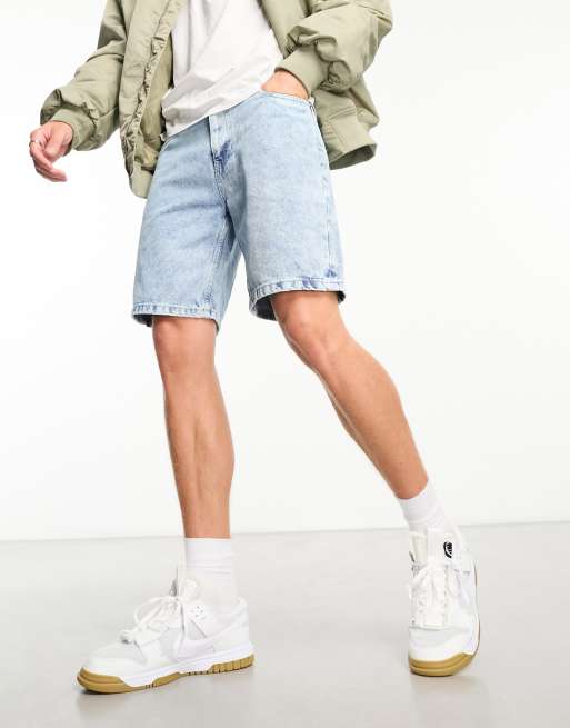 DTT oversized denim shorts in light blue