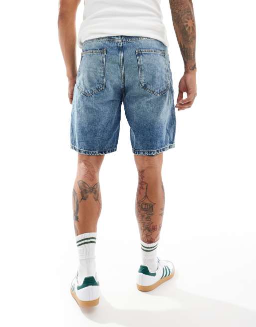 DTT oversized denim shorts in mid blue ASOS