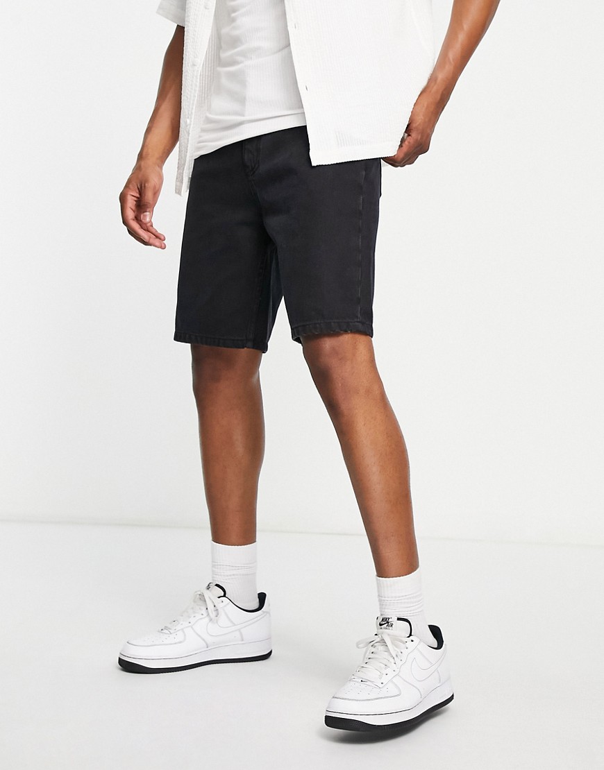 Don't Think Twice DTT oversized denim shorts in washed black