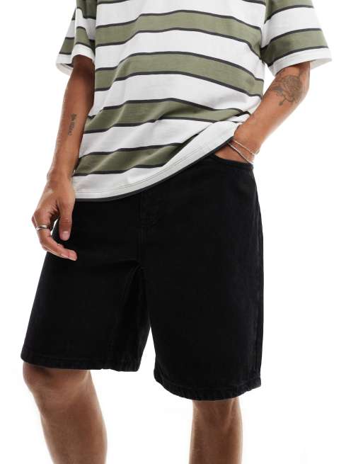 DTT - Oversized denimshorts i sort vask