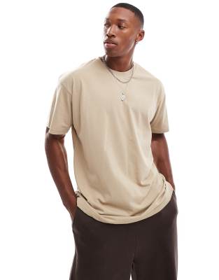 DTT oversized t-shirt in stone-Neutral φωτογραφία