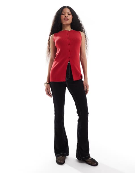 DTT Petite - Bianca - Jeans a zampa neri a vita alta con tasche a forma di cuore - view 1