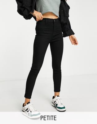 DTT Petite - Chloe - Eng geschnittene Disco-Jeans mit hohem Bund und Stretchanteil in Schwarz