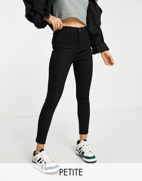 DTT Petite Chloe high waisted disco stretch skinny jeans in black - view 1
