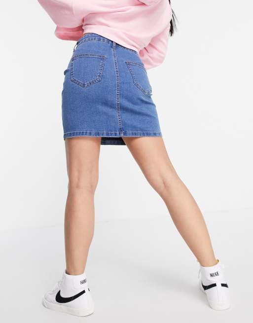 High waisted 2025 stretchy denim skirt