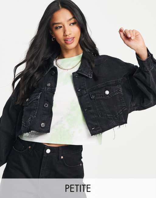 DTT Petite cropped oversized denim jacket