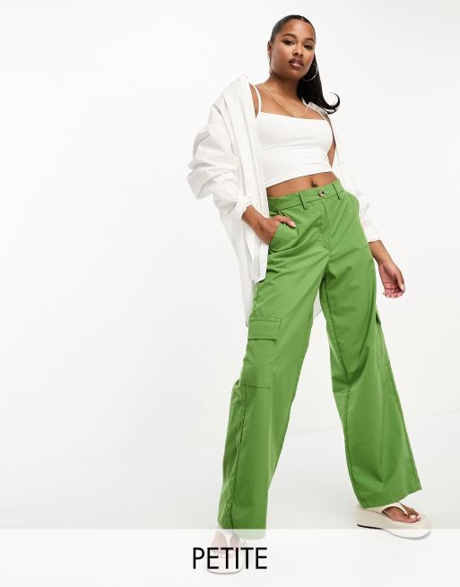 DTT Petite Del high waisted cargo trousers in forest green, HkgolferShops