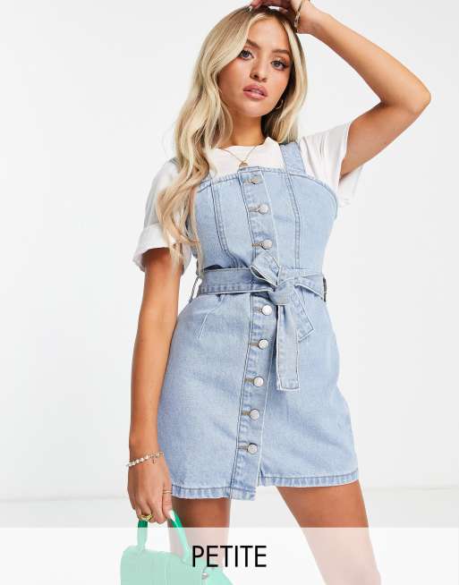 Petite denim 2025 pinafore dress