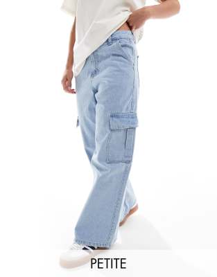 Shop Don't Think Twice DTT Petite Dom straight leg cargo jeans in blue Online – Trendy & Affordable Fashion