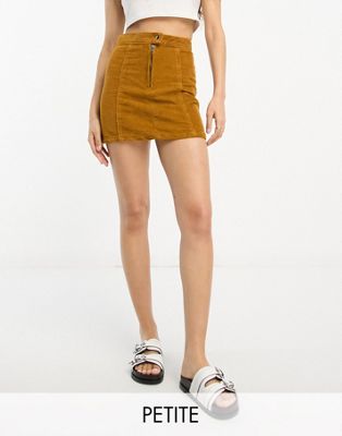 DTT Petite Edith cord a-line mini skirt with pockets in tan - ASOS Price Checker