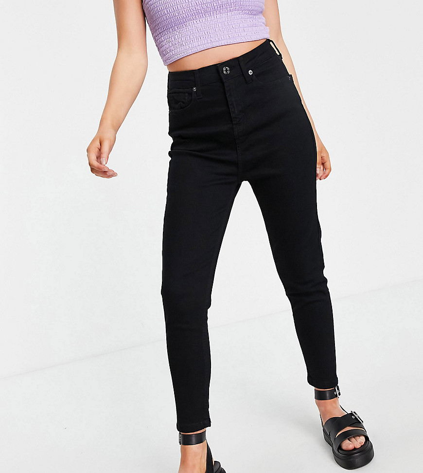 DTT Petite Ellie high rise skinny jeans in black