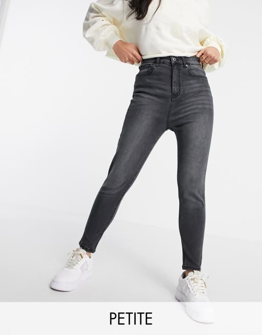 DTT Petite Ellie high rise skinny jeans in washed black 