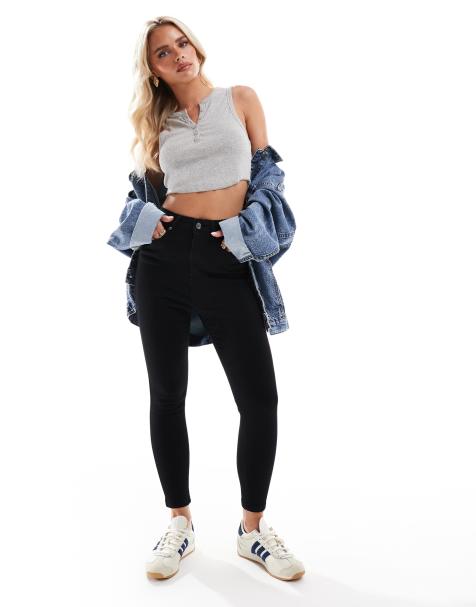 DTT Petite Ellie high waisted skinny jeans in black - view 1