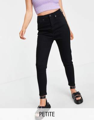 DTT Petite Ellie high waisted skinny jeans in black | ASOS