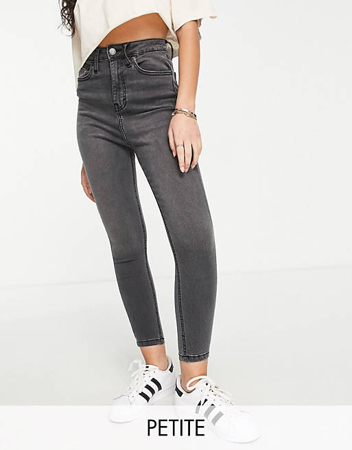 DTT Petite Ellie high waisted skinny jeans in washed black  