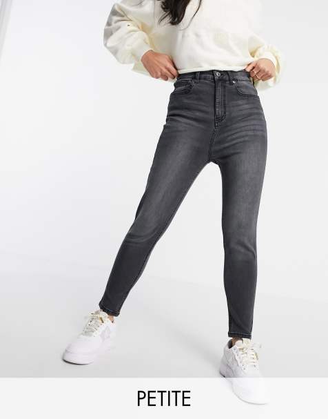 ASOS DESIGN Petite low rise power stretch 'hipster' flare jean in midwash