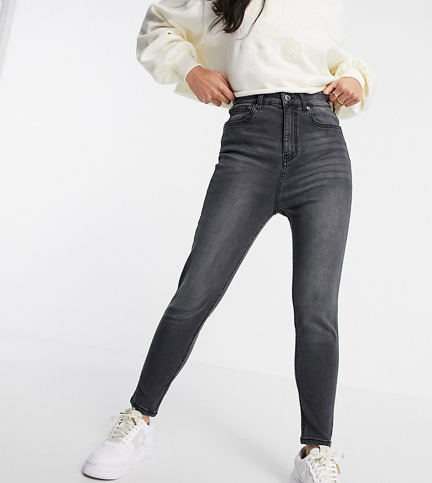 DTT Petite Ellie high waisted skinny jeans in washed black