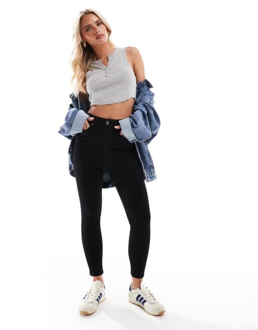 DTT Petite - Ellie - Højtaljede sorte skinny-jeans