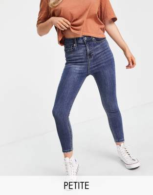 DTT Petite - Ellie - Jean skinny à taille haute - Bleu moyen 