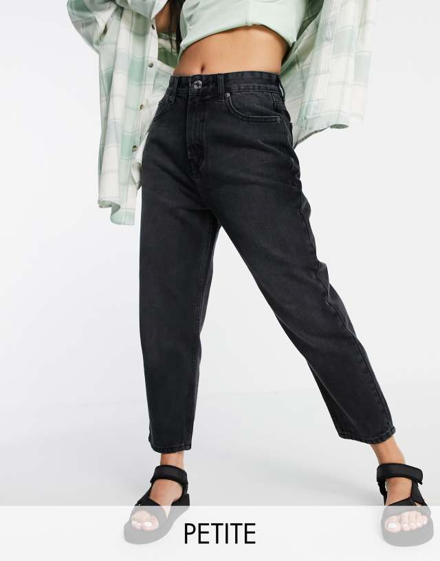 Don't Think Twice - DTT Petite Emma super high waisted mom jeans in washed black