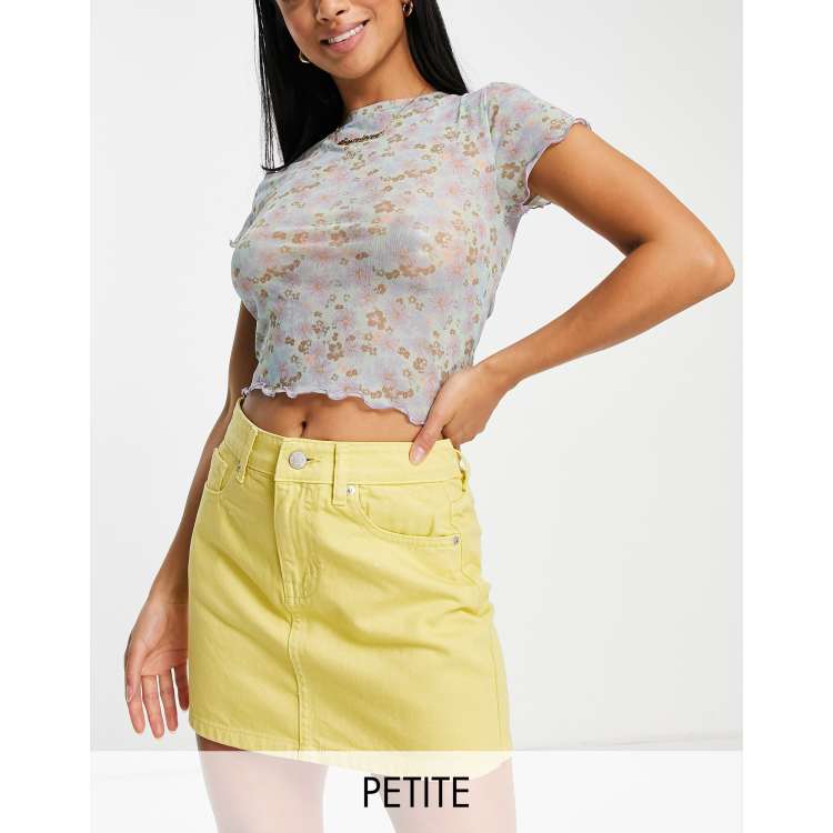 DTT Petite Gabby high waist denim skirt in yellow ASOS