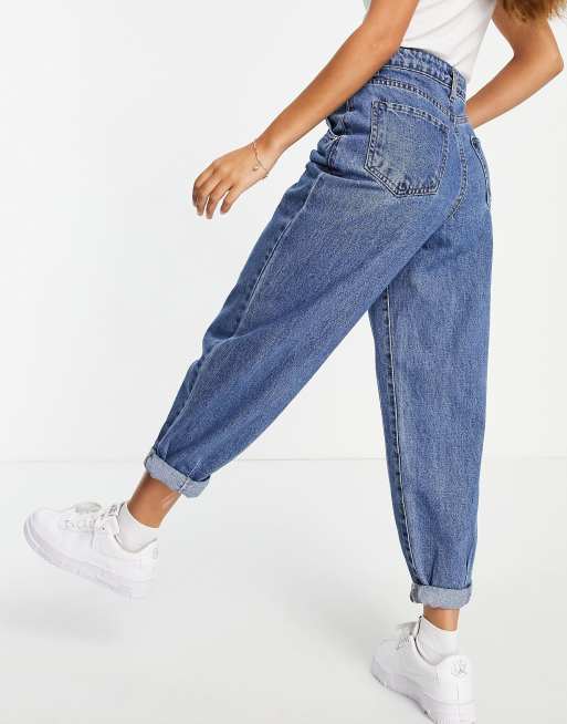 DTT Petite Grace balloon leg jeans in mid blue