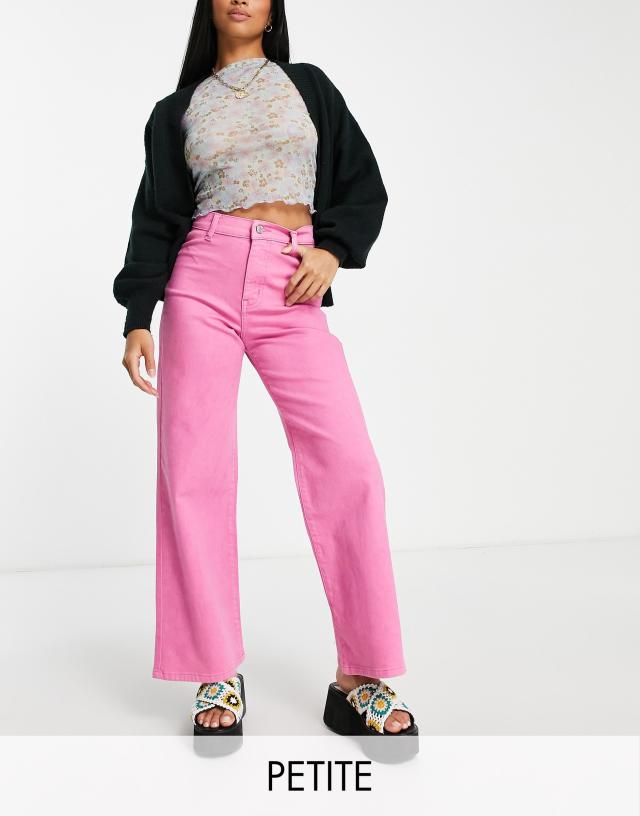 Don't Think Twice - DTT Petite high waist wide leg jeans in pink