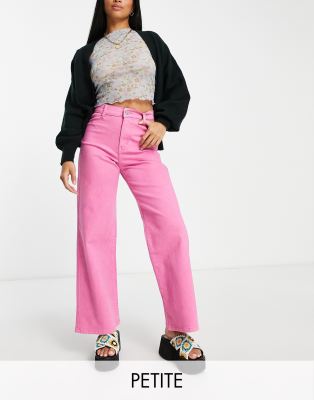 DTT Petite - Jeans in Rosa mit hohem Bund und weitem Bein