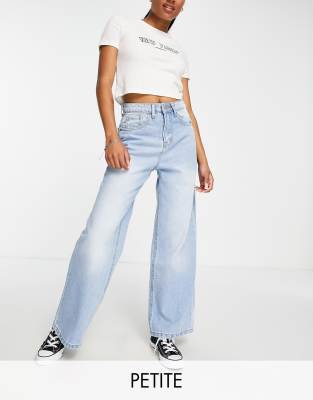 DTT Petite - Jeans in verwaschenem Hellblau mit weitem Bein