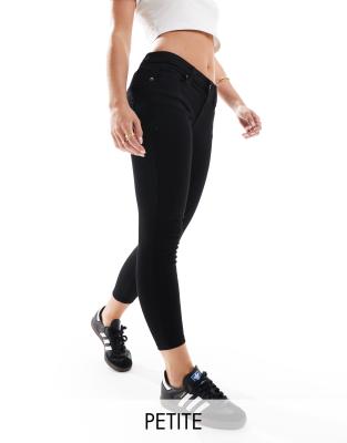 DTT Petite - Jo - Jeans mit mittelhohem Bund und engem Schnitt in Schwarz