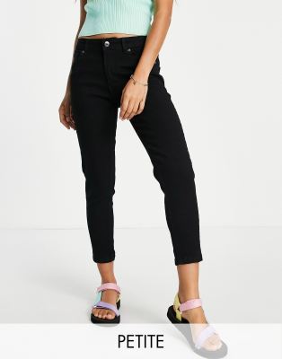 Don't Think Twice Petite DTT Petite Jo mid rise skinny jeans in black 