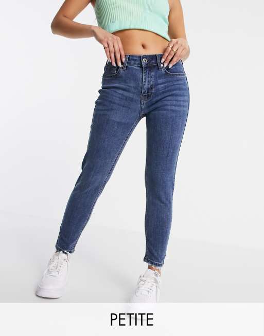 DTT Petite – Jo – Skinny jeans med medelhög midja och mellanblå tvätt 