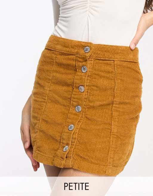 Button front 2025 corduroy skirt tan