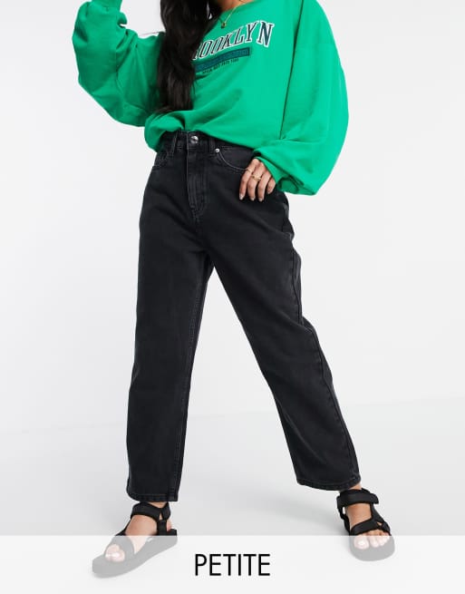 DTT Petite - Katy - Rechte jeans met hoge taille in verwassen zwart 