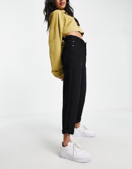 DTT Petite – Lou – Czarne mom jeans  , 3 z 4