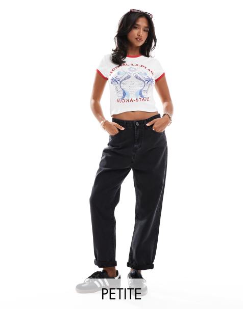 DTT Petite - Lou - Mom-jeans i sort vask - view 1