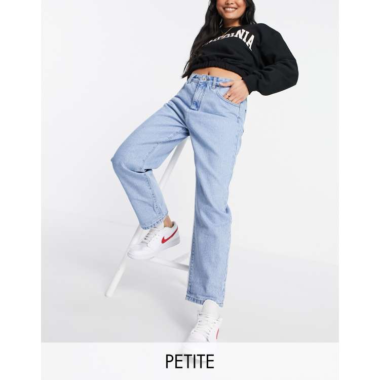 DTT Petite Veron relaxed fit mom jeans in light blue - Depop