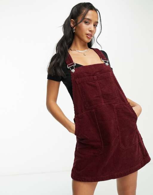 Topshop burgundy pinafore outlet dress