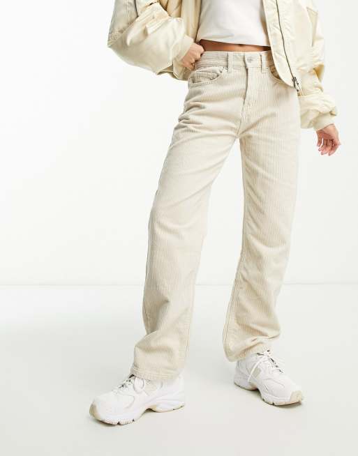 DTT Petite Olive straight leg cord pants in ecru, 3 of 5