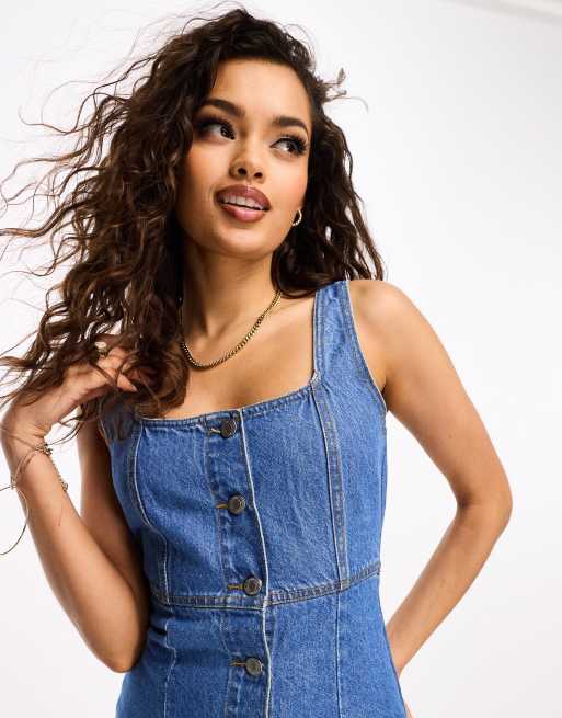 Robe en best sale jean boutonnée devant