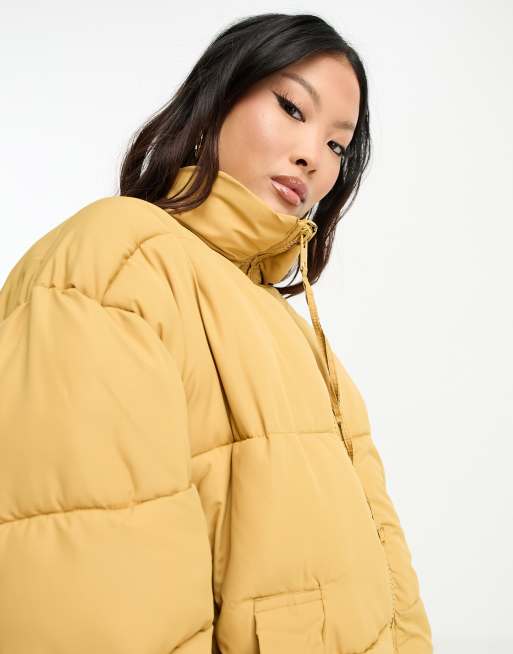 Yellow Ring Pull Longline Puffer Jacket