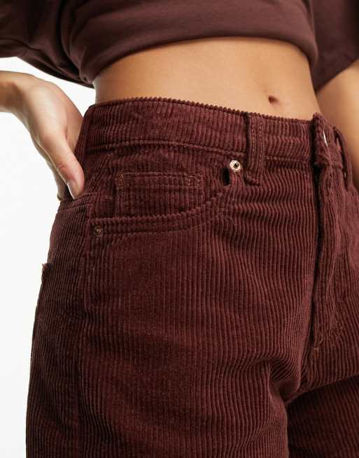 DTT Petite - Silvia - Pantaloni a zampa in velluto a coste marrone cioccolato, 3 di 5