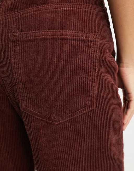 DTT Petite - Silvia - Pantaloni a zampa in velluto a coste marrone cioccolato, 5 di 5