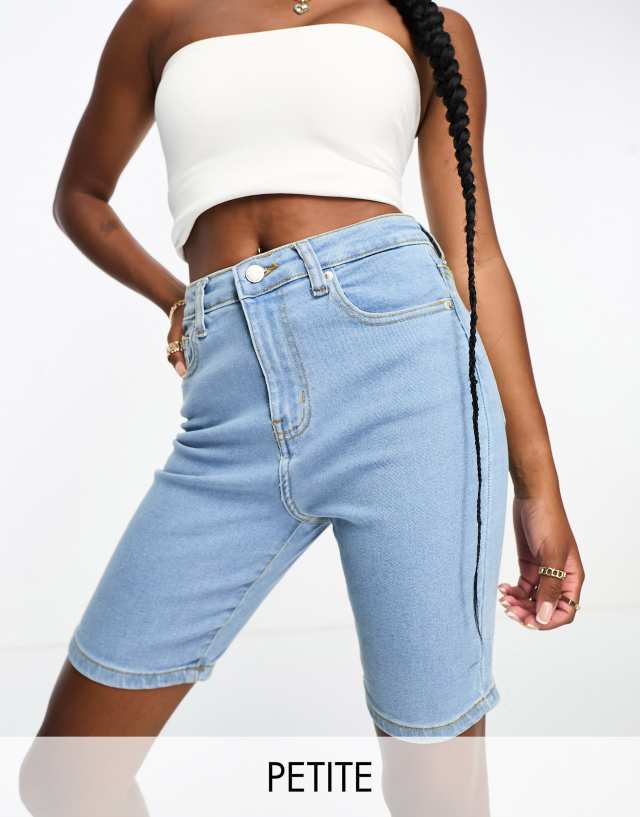 Don't Think Twice - DTT Petite skinny denim shorts in light wash blue