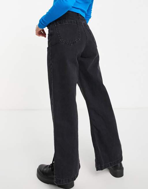 DTT split front hem straight leg jeans