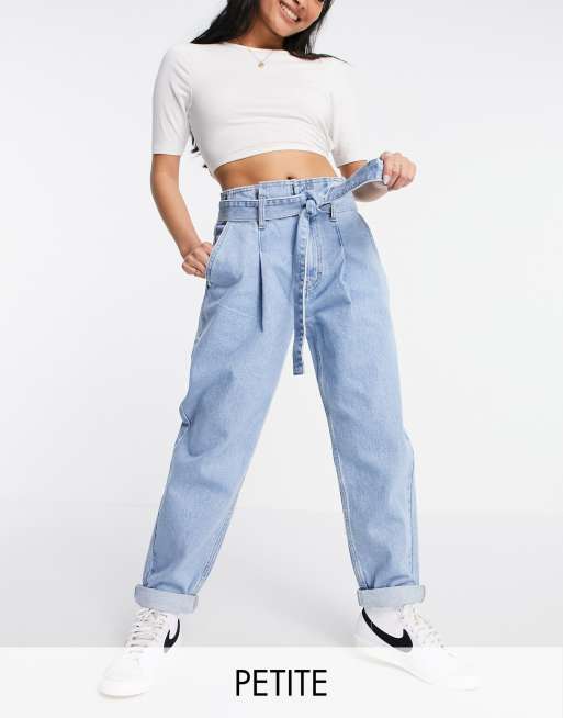 DTT Petite - Sultan - Jean à taille haute froncée - Bleu clair délavé 